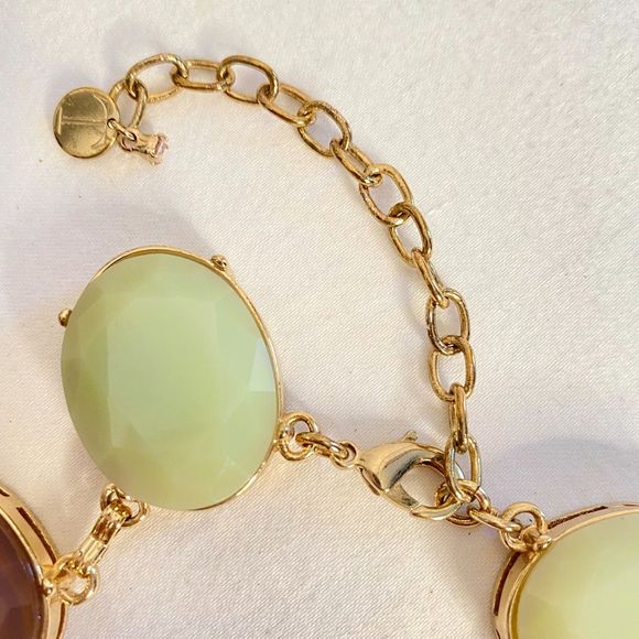 Talbots Necklace Large Oval Egg Pastel Facetted Stones Gold Tone Bezel Settings - Picture 3 of 8